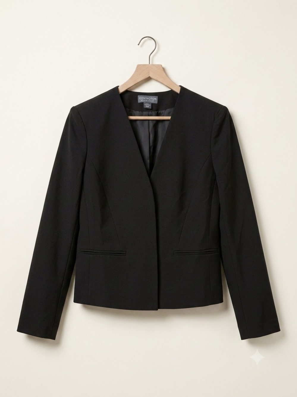 Covington Black Women's Collarless Tailored Blazer